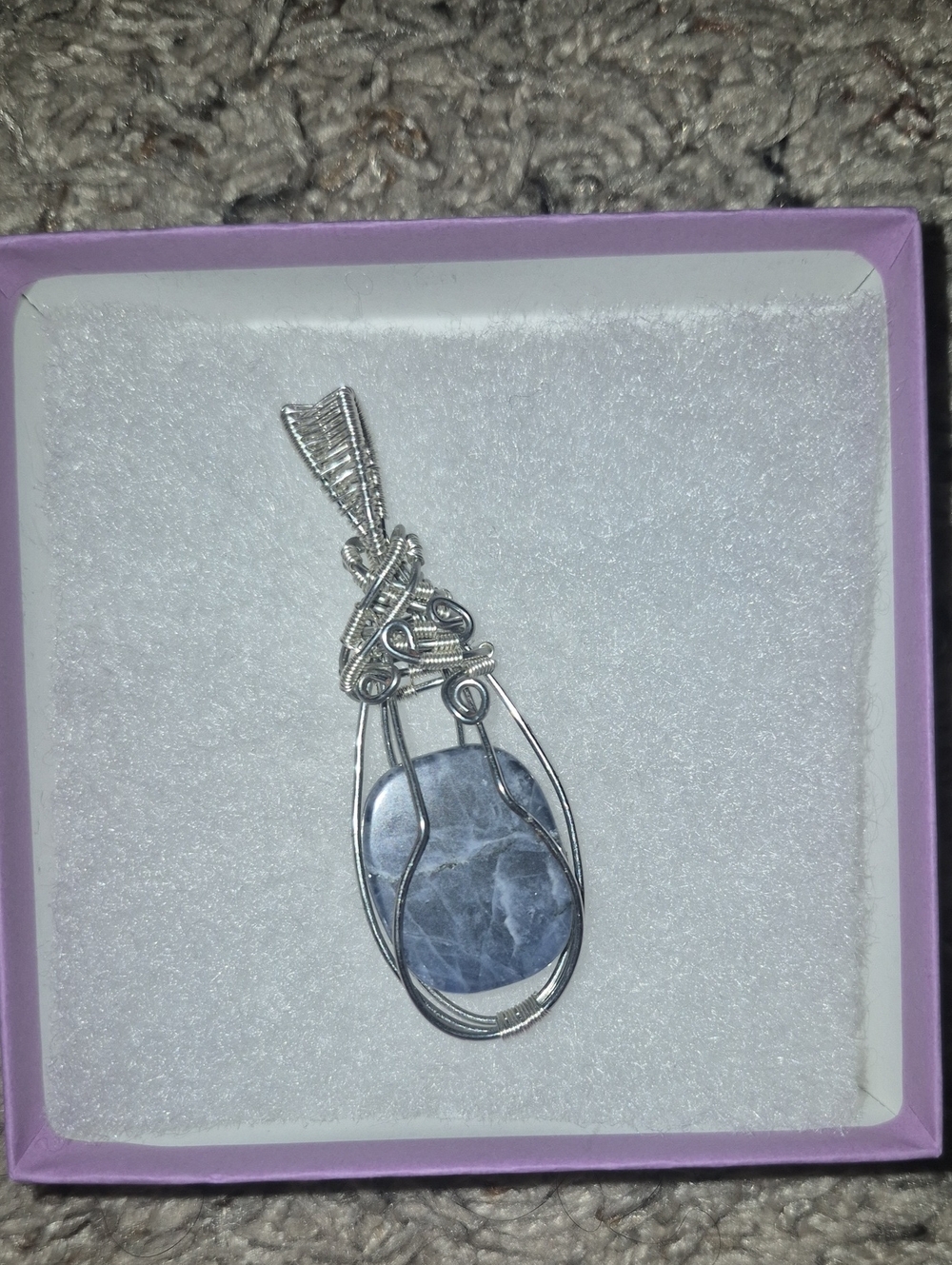 Handcrafted Silver Wire Sodalite Pendant